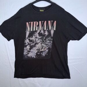 Nirvana Unplugged Concert Graphic T Shirt Black‎ Men's Medium Made in UK Grunge